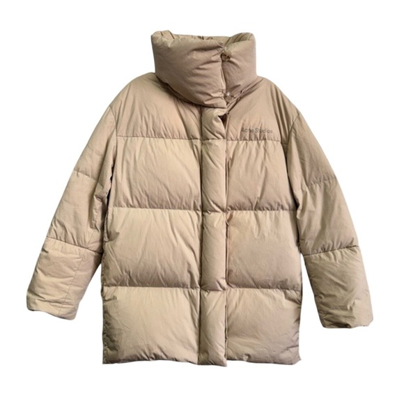 Acne Studios Jackets & Blazers - Acne Studios Belted Quilted Cotton-Blend Down Puffer Jacket in Beige Size 30